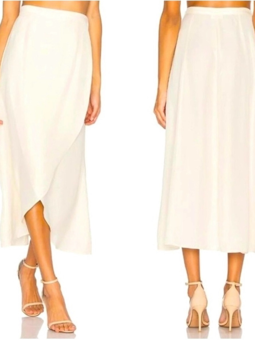 ivory wrap midi skirt by LPA